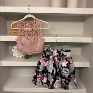 2 Piece Dress. Size 0. Homecoming. Pink and Grey. Brand: Sequin Hearts